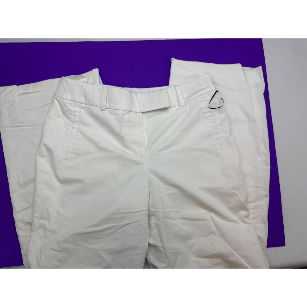 Ann Taylor Womens White Wide Leg Trousers Cotton Blend Dress Pants Size 8